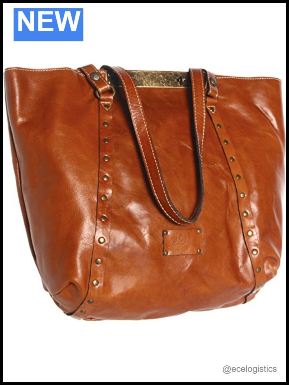 Full-Grain Leather Designer Tote with Twist Lock, Shoulder Handbag